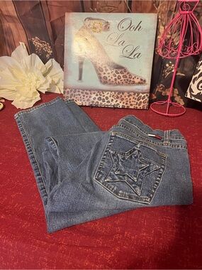 Tommy Hilfiger Women's Blue Straight Leg Jeans with Star Pocket Stitching